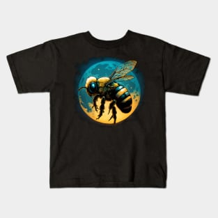 Enchanting Night Journey: A Cool Bee in Search of Nectar Kids T-Shirt